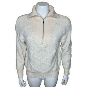 Joie 1/2 Zip Pullover Sweater S Soft Textured Ivory Cream